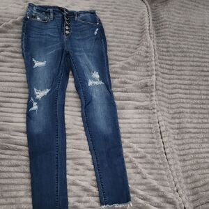 Judy Blue Dark Blue Distressed Skinny Jeans
